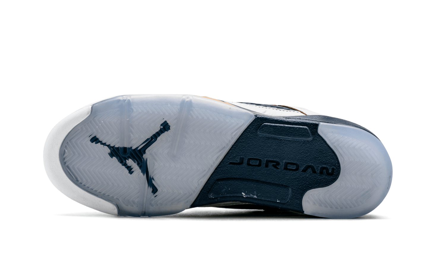 Air Jordan 5 Retro Low GS WHITE / METALLIC GOLD / MID NAVY 314338 135