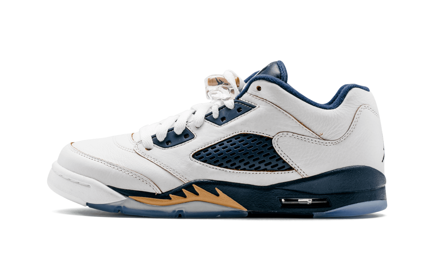 Air Jordan 5 Retro Low GS WHITE / METALLIC GOLD / MID NAVY 314338 135