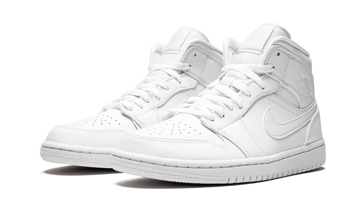 Air Jordan 1 Mid Triple White 554724 129