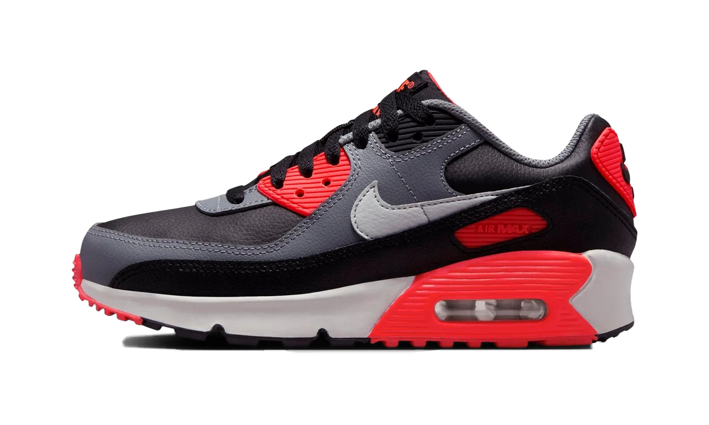 Nike AIR MAX 90 (GS) "BLACK COOL GREY BRIGHT CRIMSON PHOTON DUST (GS)" HF6358 005