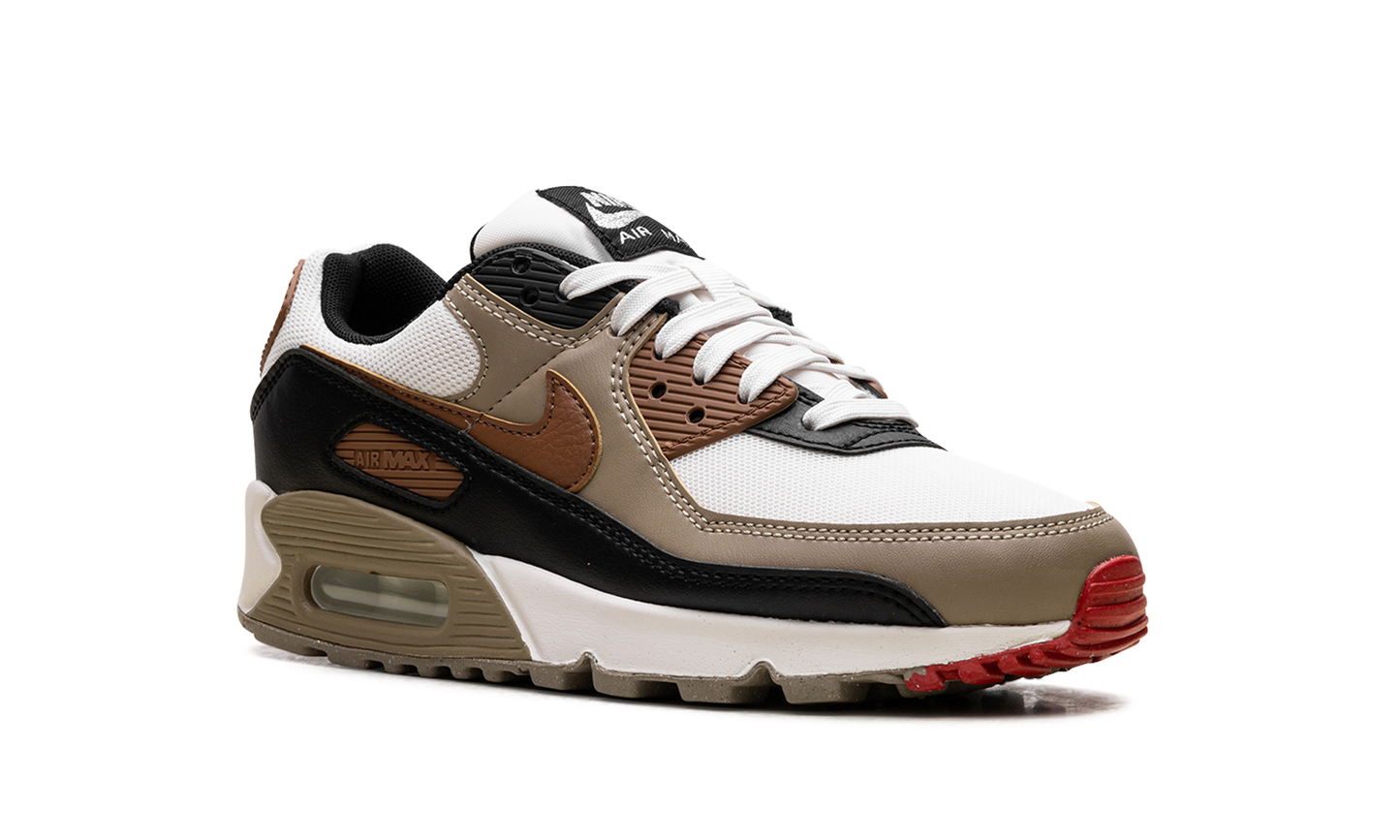 Nike Air Max 90 WMNS "Phantom Black Fire Red Light British Tan" DH8010 005