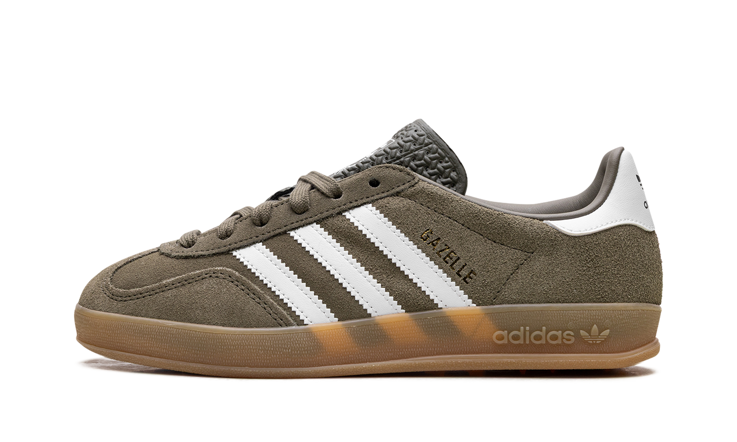 Adidas Gazelle Indoor "Olive Strata Cloud White Gum" JQ0174