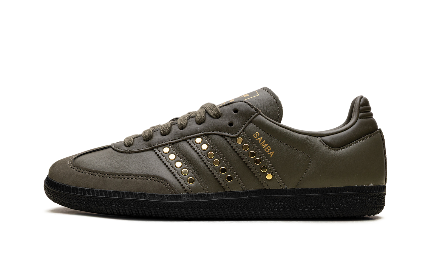 Adidas Samba OG WMNS "Studded Stripes Dark Khaki Black" JR8870