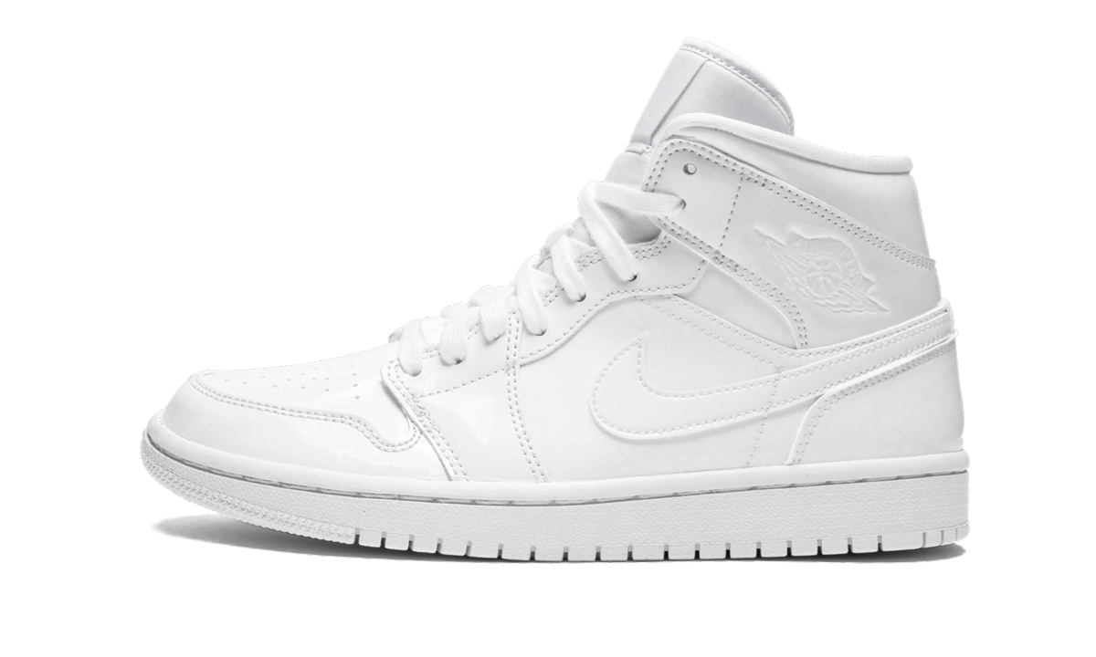AIR JORDAN 1 MID WMNS Triple White Patent Leather BQ6472 111