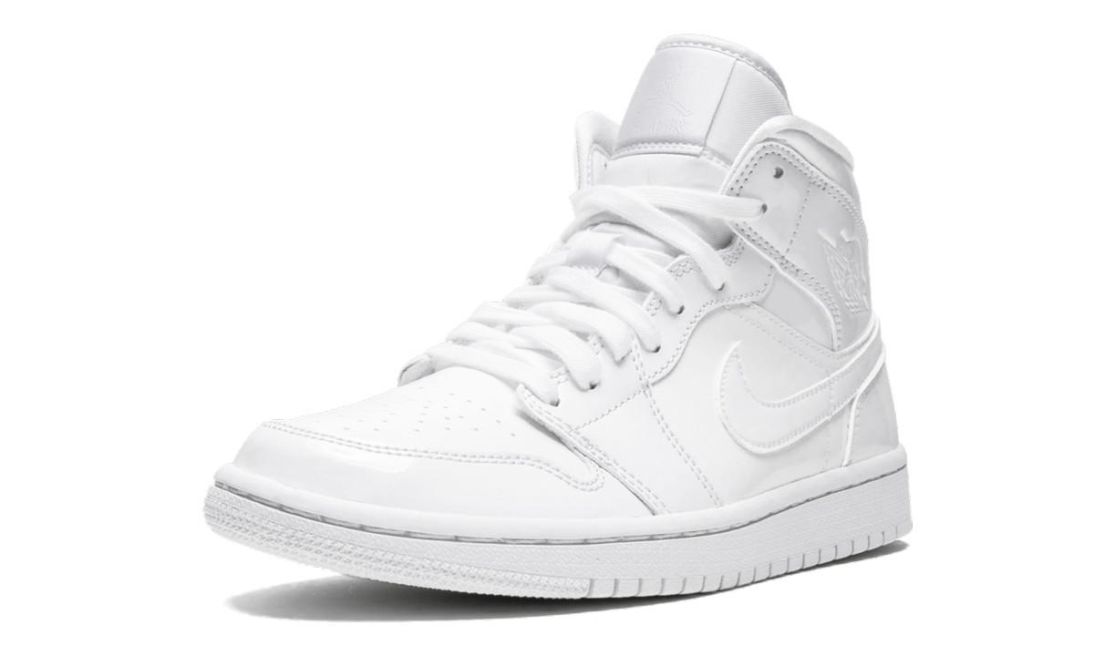 AIR JORDAN 1 MID WMNS Triple White Patent Leather BQ6472 111