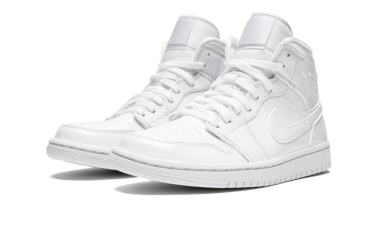 AIR JORDAN 1 MID WMNS Triple White Patent Leather BQ6472 111