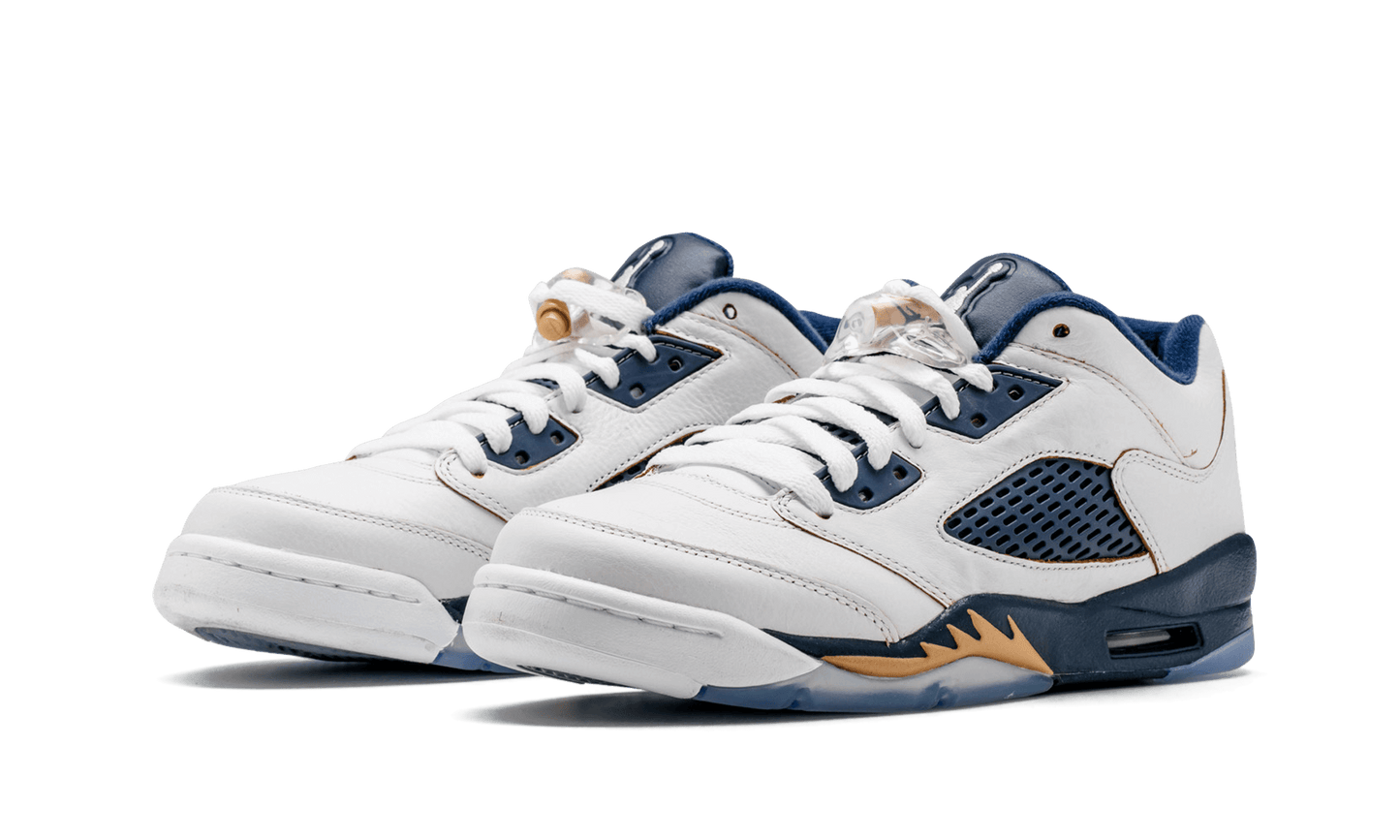 Air Jordan 5 Retro Low GS WHITE / METALLIC GOLD / MID NAVY 314338 135