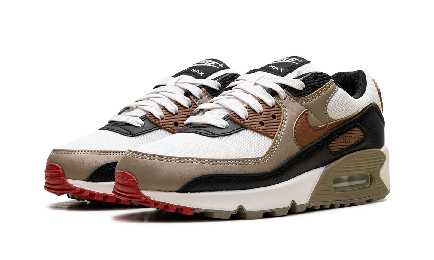 Nike Air Max 90 WMNS "Phantom Black Fire Red Light British Tan" DH8010 005