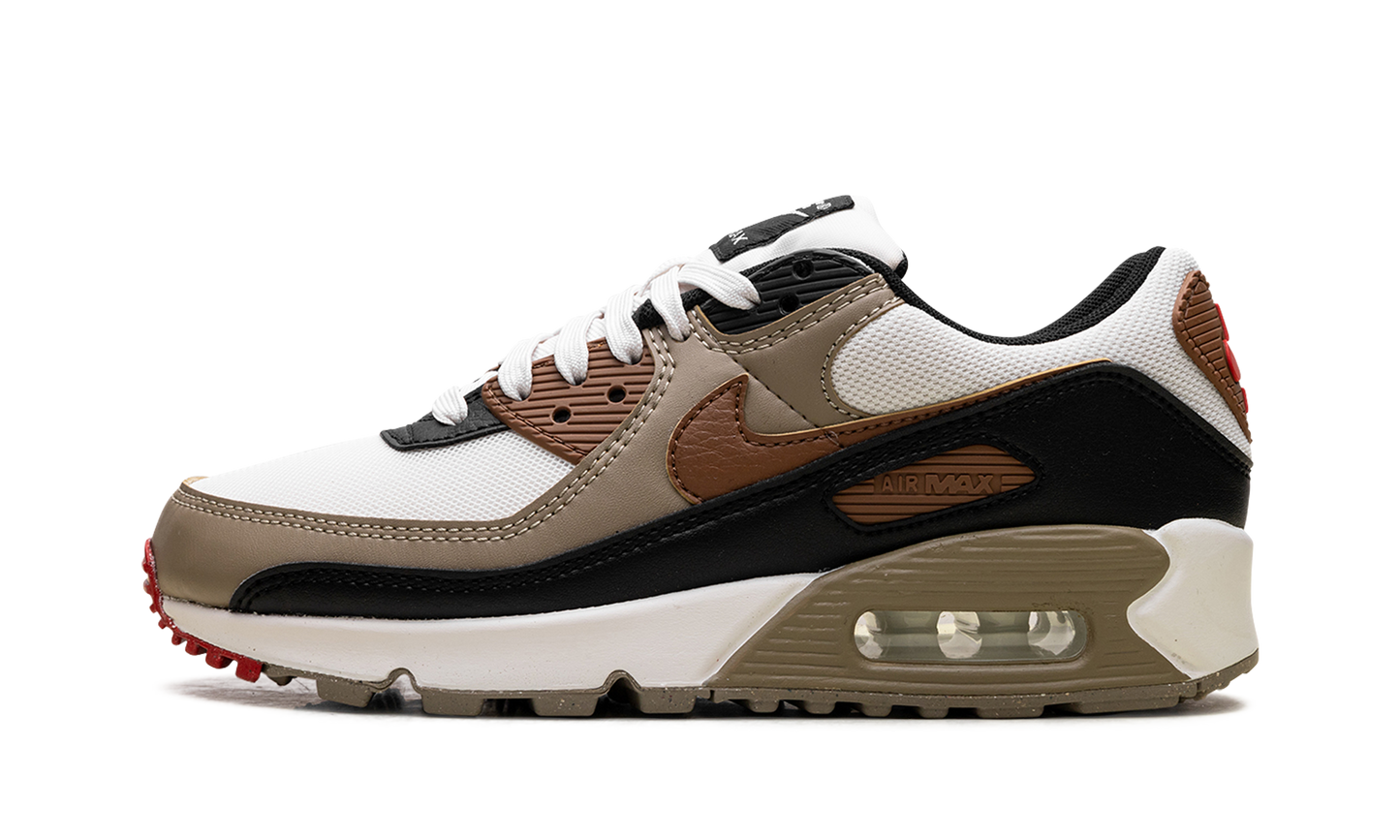 Nike Air Max 90 WMNS "Phantom Black Fire Red Light British Tan" DH8010 005