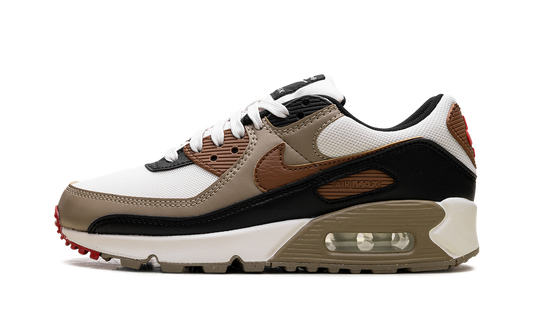 Nike Air Max 90 WMNS "Phantom Black Fire Red Light British Tan" DH8010 005