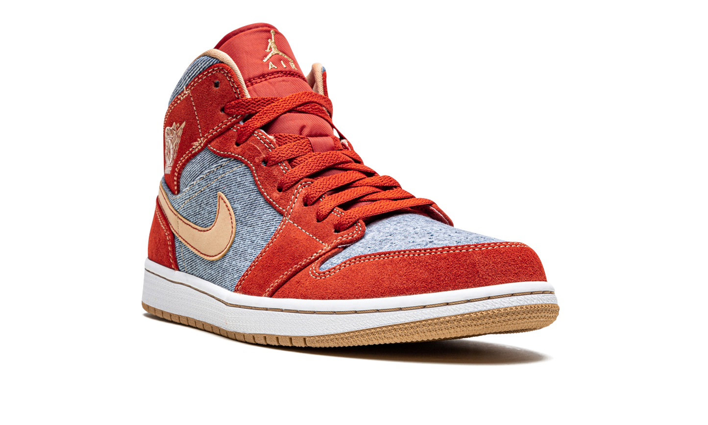 Air Jordan 1 Mid SE Denim Red Suede DM4352 600