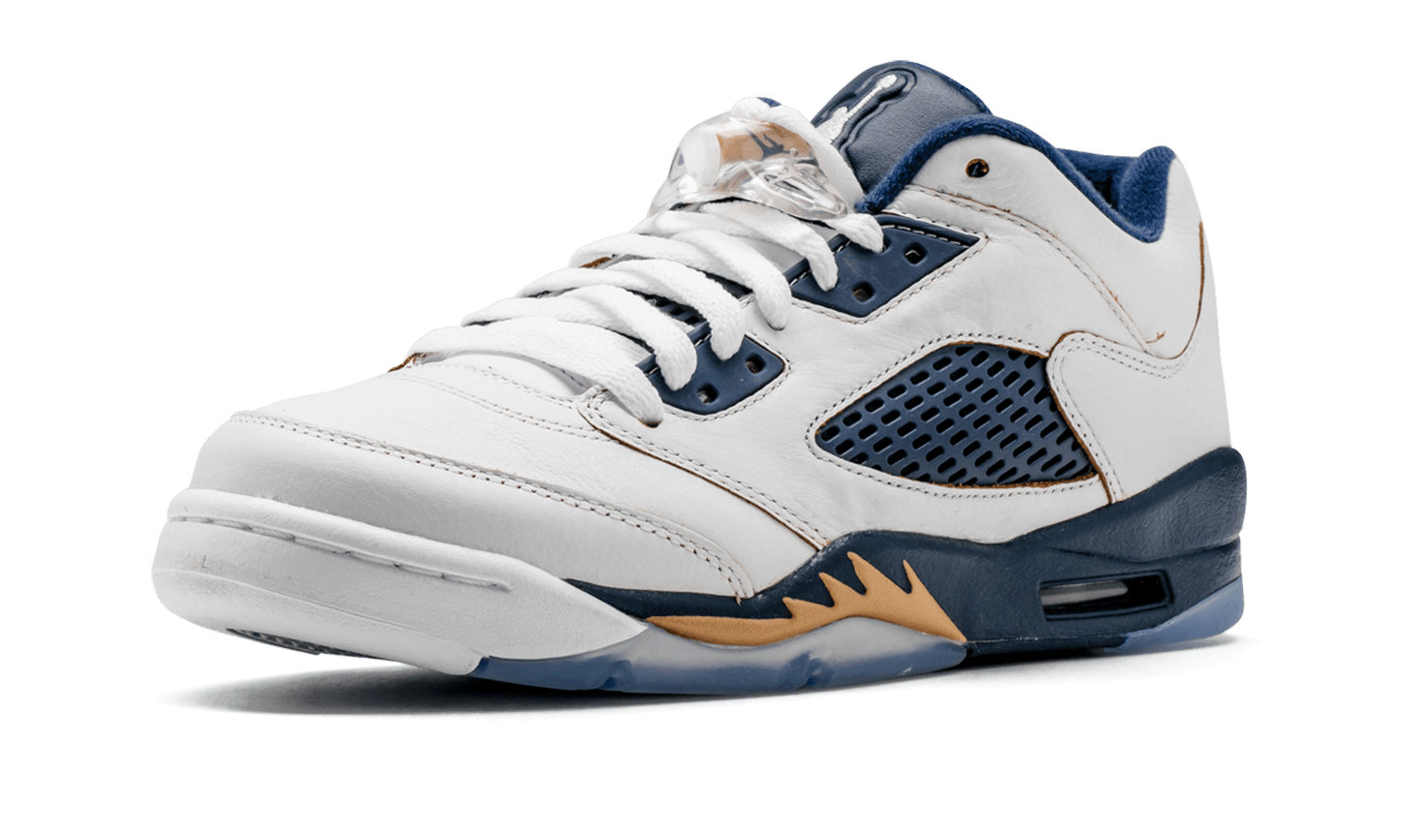 Air Jordan 5 Retro Low GS WHITE / METALLIC GOLD / MID NAVY 314338 135