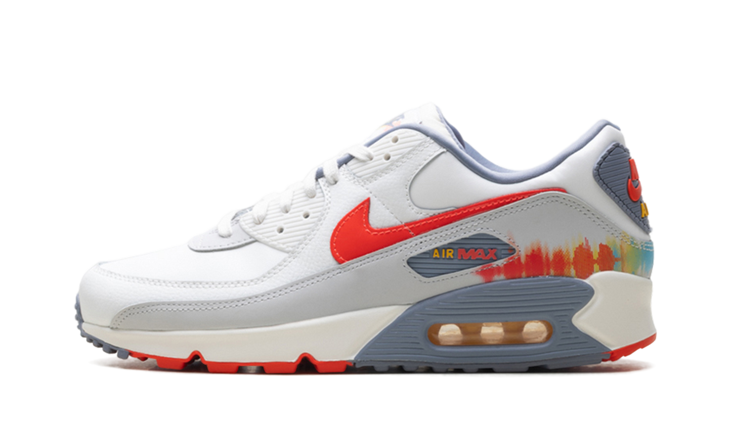 Nike Air Max 90 Premium "Summit White Ashen Slate Pure Platinum Bright Crimson" HJ9147 121