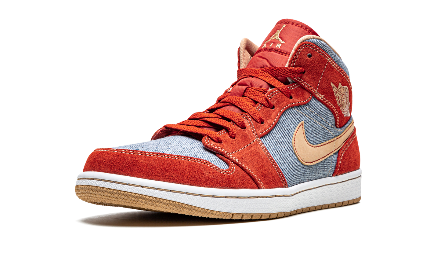Air Jordan 1 Mid SE Denim Red Suede DM4352 600