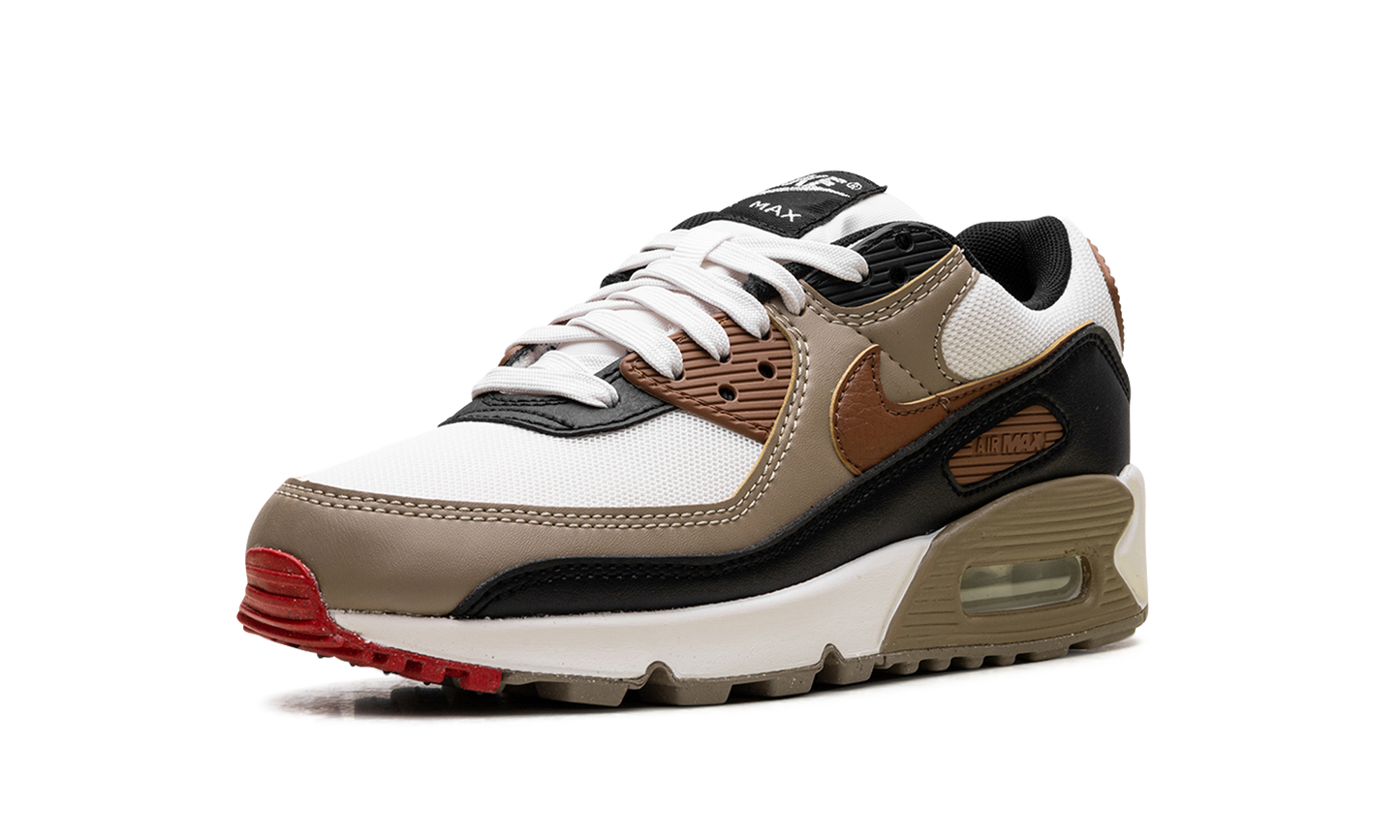 Nike Air Max 90 WMNS "Phantom Black Fire Red Light British Tan" DH8010 005