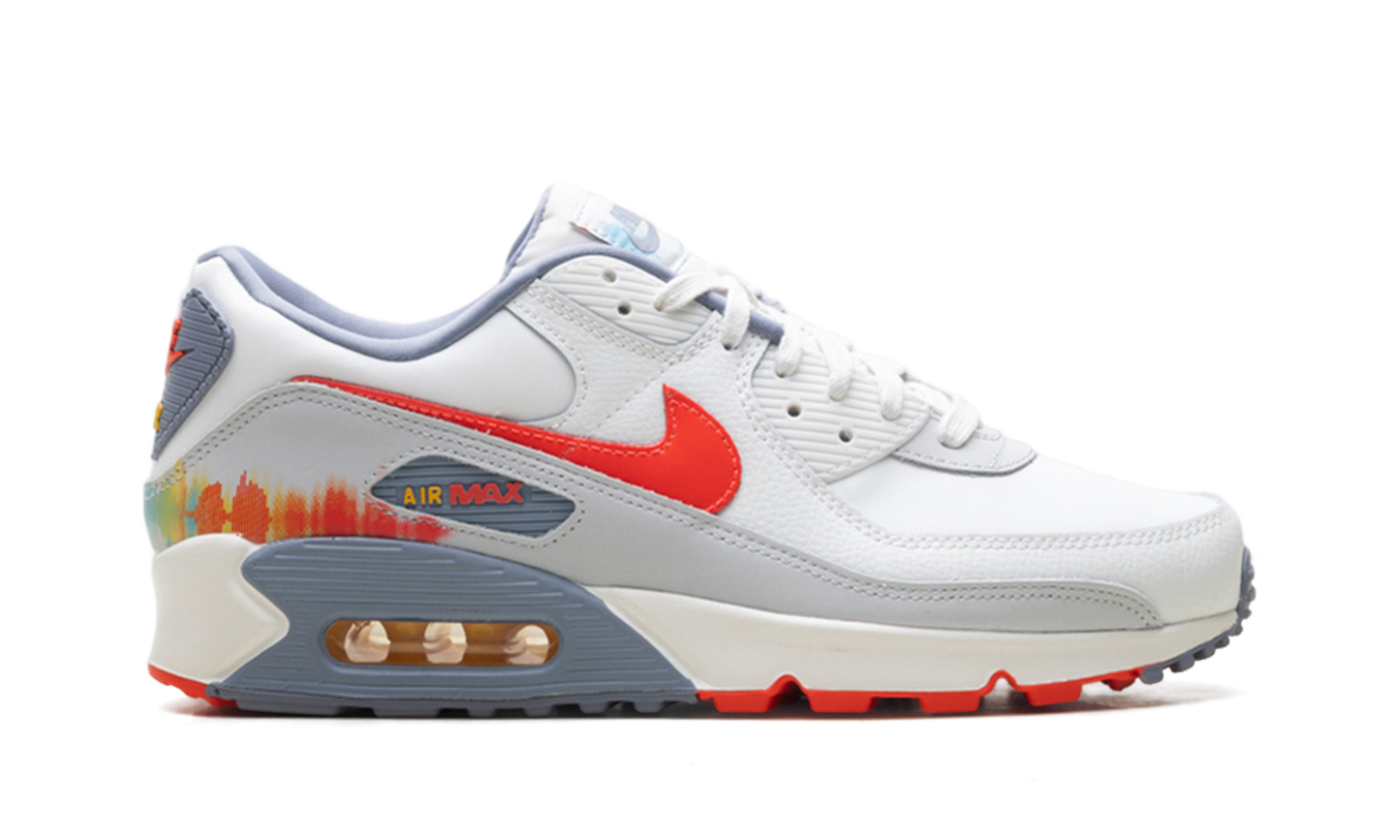 Nike Air Max 90 Premium "Summit White Ashen Slate Pure Platinum Bright Crimson" HJ9147 121