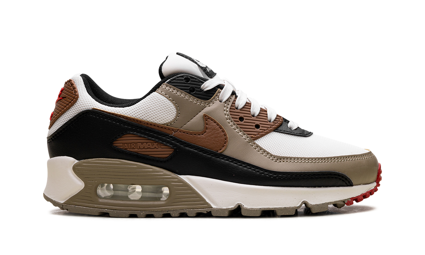 Nike Air Max 90 WMNS "Phantom Black Fire Red Light British Tan" DH8010 005