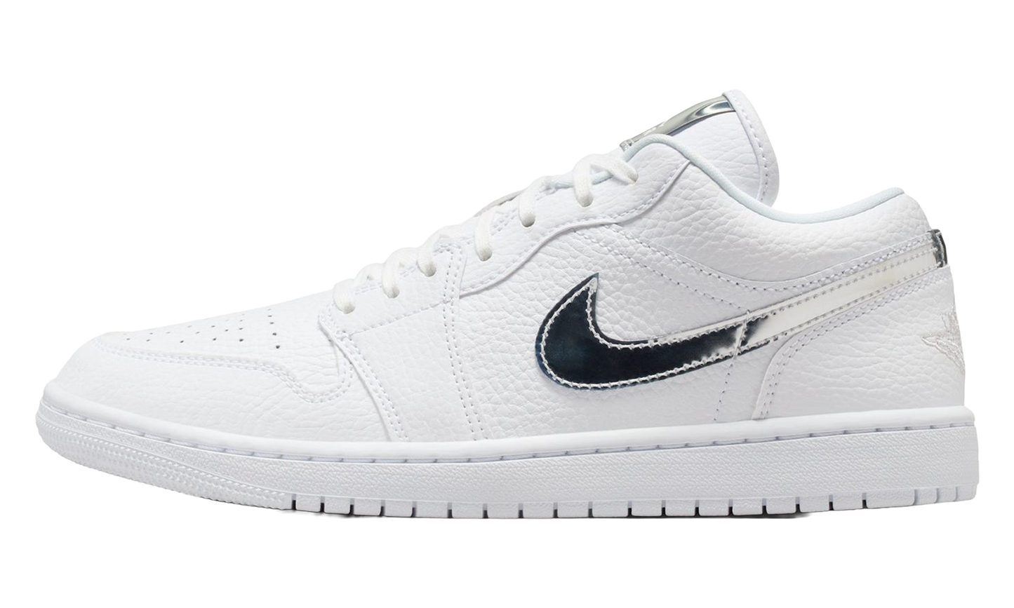 Womens Air Jordan 1 Low SE White Metallic Silver' IQ9381 100