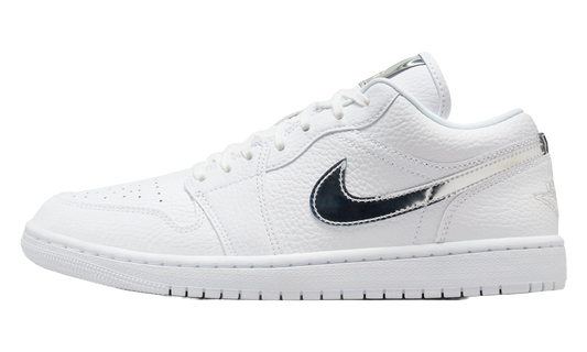 Womens Air Jordan 1 Low SE White Metallic Silver' IQ9381 100
