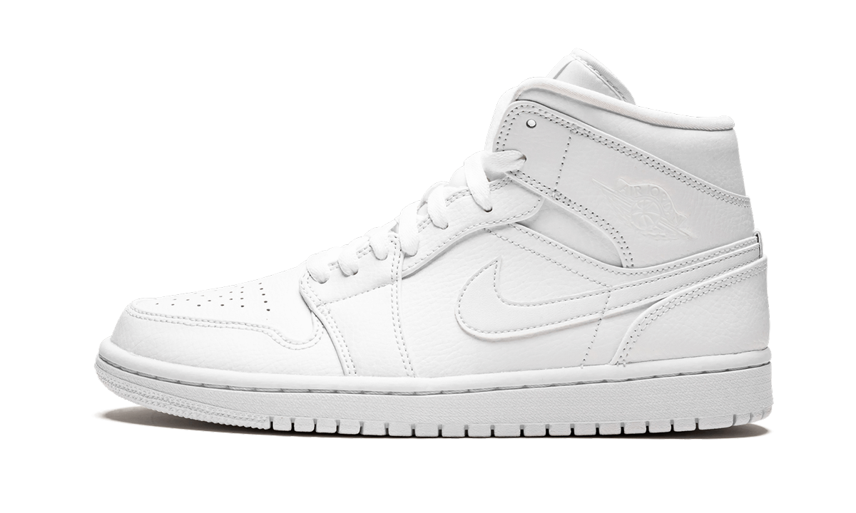 Air Jordan 1 Mid Triple White 554724 129