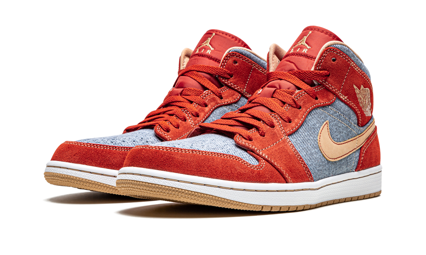 Air Jordan 1 Mid SE Denim Red Suede DM4352 600