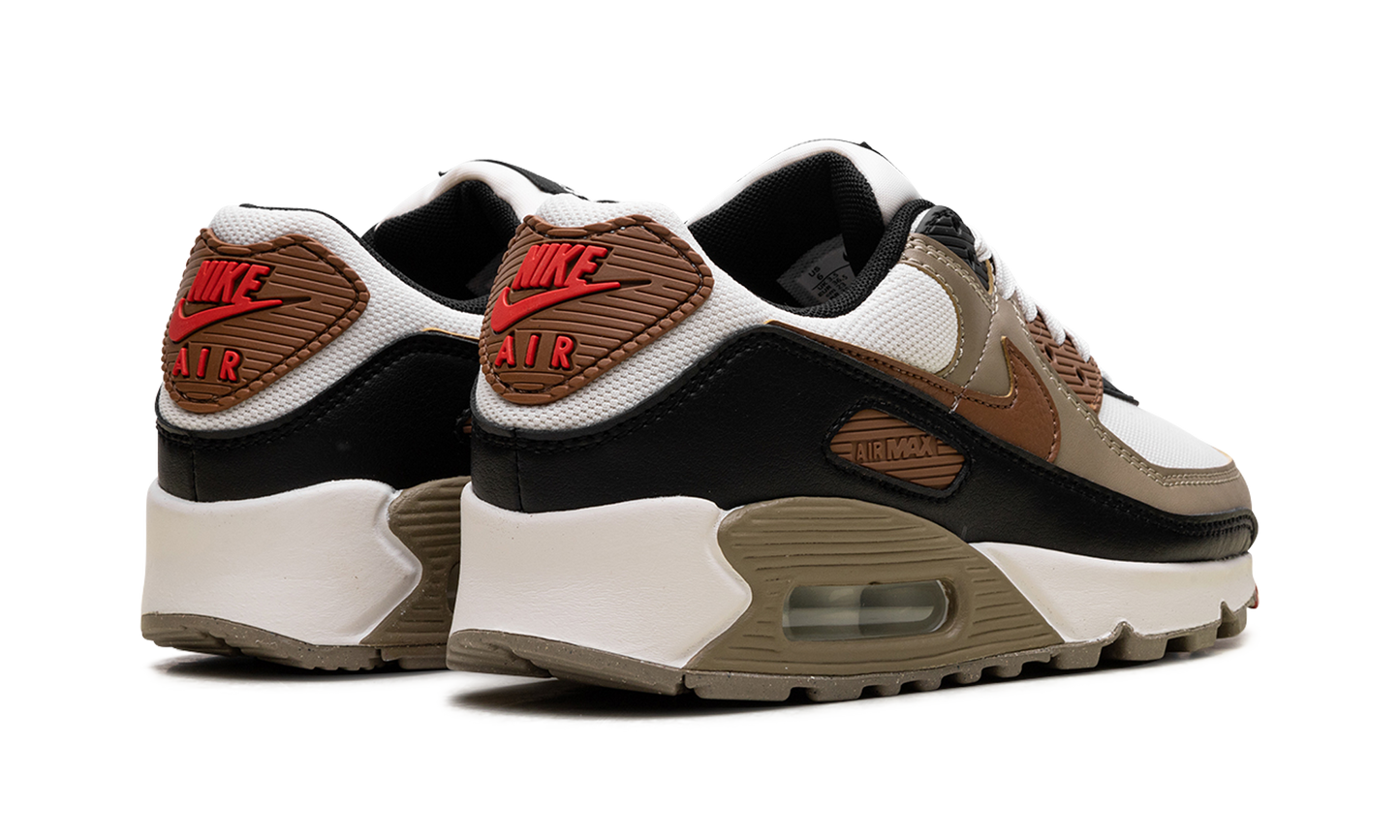 Nike Air Max 90 WMNS "Phantom Black Fire Red Light British Tan" DH8010 005
